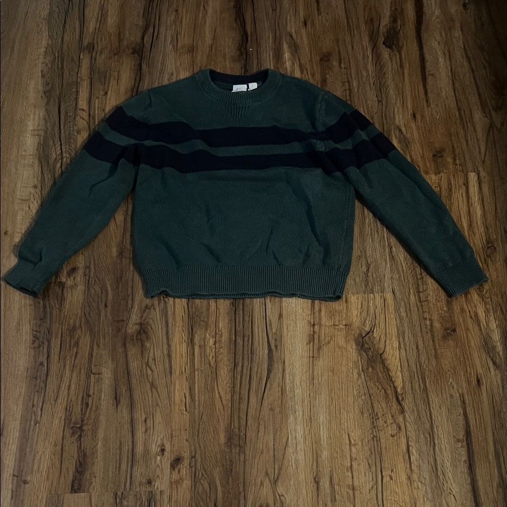 GAP Kids Green and Black Striped Sweater